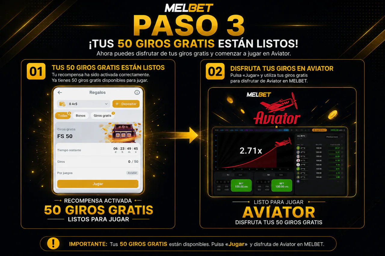 Paso 3: activación de 50 giros gratis para Aviator